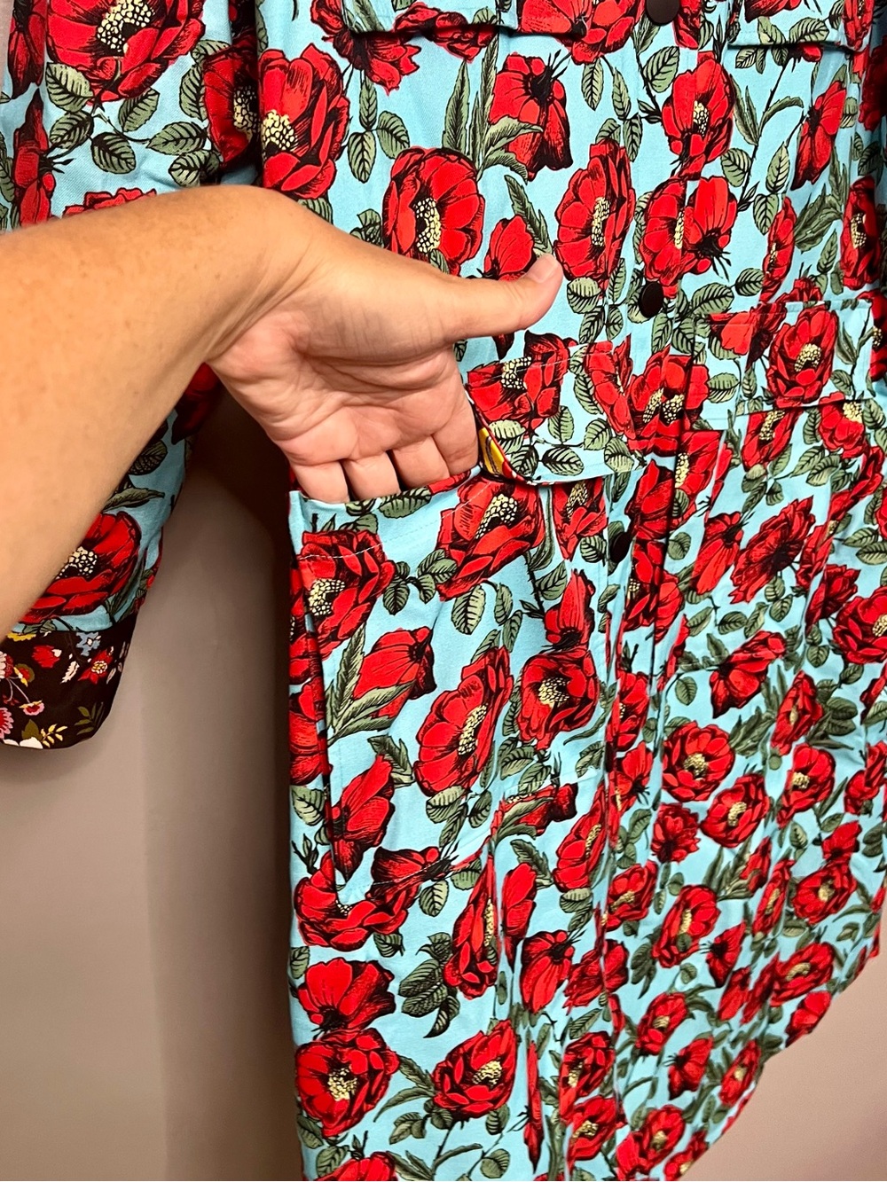 NWOT Alice + Olivia Zazie Reversible Floral Print Twill Barn Maxi Coat Large - Picture 3 of 14